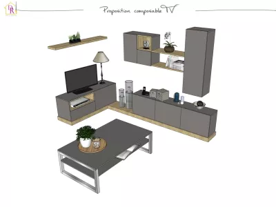 Visuel 3D - Création d’un composable TV sur mesure & table basse